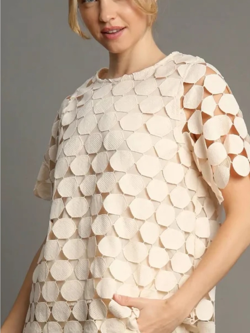 Bishop Young S New Anthropologie Circle Dot Lace Crochet Boatneck Blouse Top